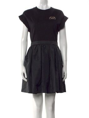 Alexander McQueen Black Pleated A-Line mini dress